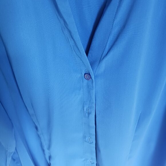 Joanna Plus 3/4 Sleeved Collared Blue Buttoned Blouse 2X - Picture 4 of 12